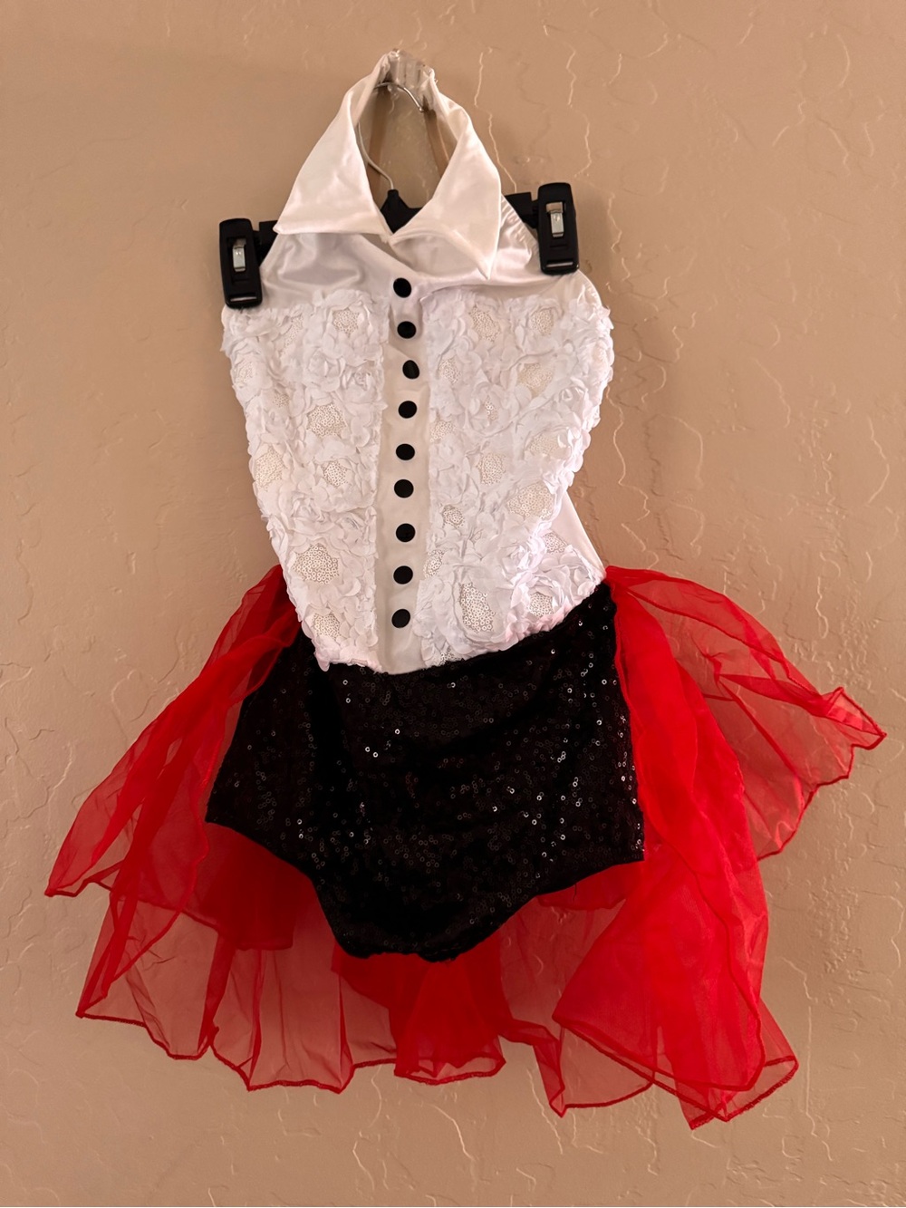 Dansco Dance Costume, Red, White & Black, Large child